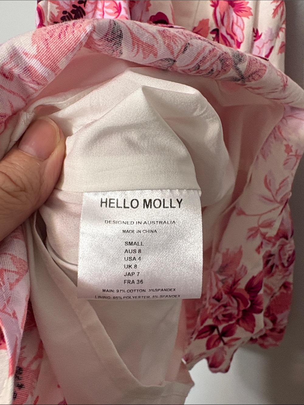 Hello Molly Pink Floral Cutout Mini Dress Puff Sleeve Cottagecore USA 4 - Picture 4 of 5